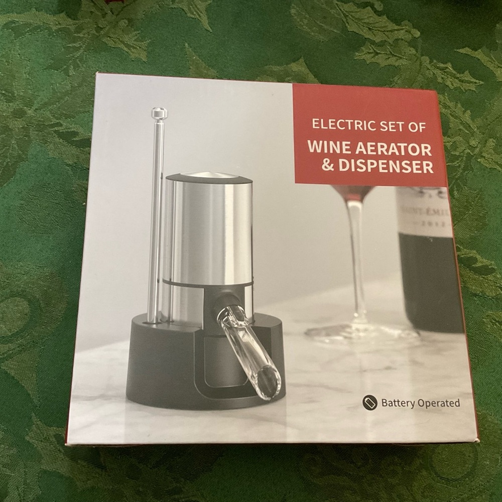 Electric Battery Wine Aerator and Dispenser with stopper & storage pedestal